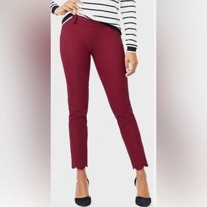 J. Crew Women’s 4 Twill Winnie Scalloped Berry Red Cropped Pants NWT